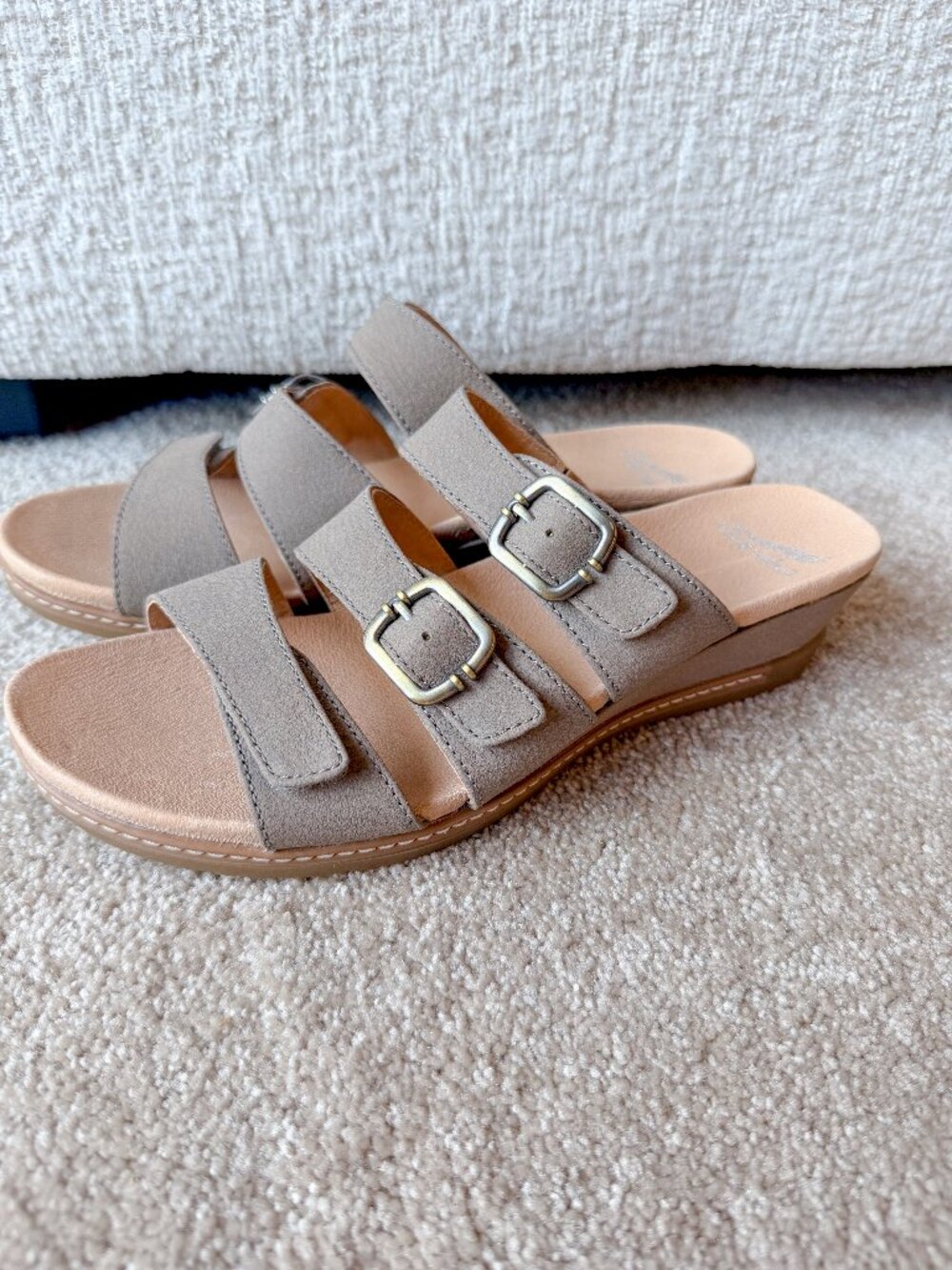 Dansko Allyson Slide Sandals Stone Leather - Size 40
